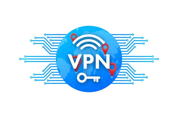 Koncept zabezpečeného připojení VPN. Přehled připojení k virtuální privátní síti. Obrázek vektorové populace. — Stockový vektor