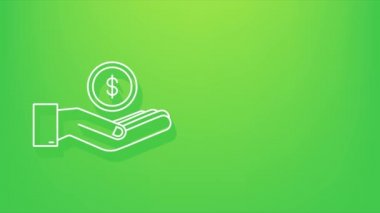 Konsept tasarım için Gölge Para Eli. El ele tutuşan yeşil para banknotu. hareket grafiği