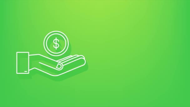 Sombra mano de dinero para el diseño de concepto. Billete de mano con dinero verde. gráfico de movimiento — Vídeos de Stock
