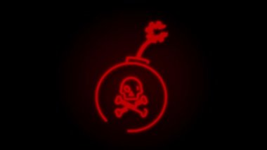 Kalkan simgesi. Kırmızı siber saldırılı soyut bir simge. Bomba logosu. Phishing dolandırıcılığı. Hareket Grafiği