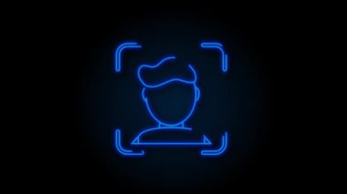 Yüz tanıma konsepti tasarımı Neon tarzı. Web afişi, bilgi grafikleri, kahraman resimleri için kullanılabilir. Hareket Grafiği