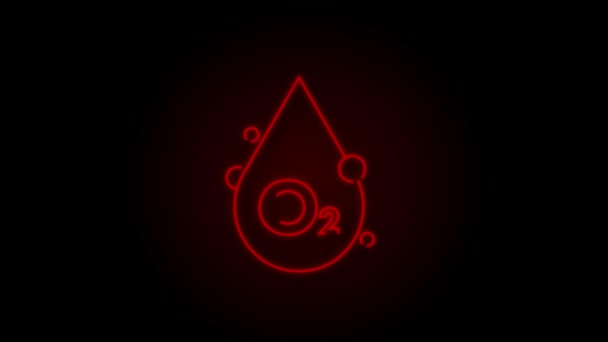 Blood o2 Icono de neón, gran diseño para cualquier propósito. diseño de ilustración — Vídeos de Stock