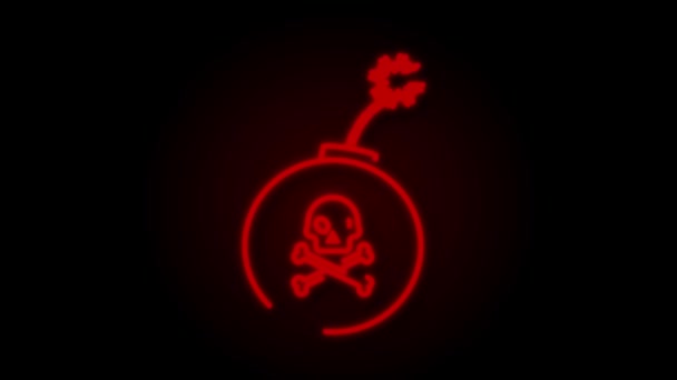 Εικόνα ασπίδας. Αφηρημένη εικόνα με κόκκινη κυβερνοεπίθεση. Λογότυπο βόμβας. Απάτη phishing. Γραφικό κίνησης — Αρχείο Βίντεο