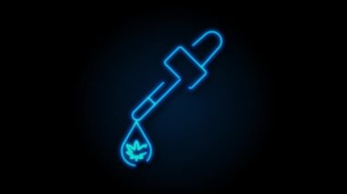 Yaratıcı kenevir yaprağı Neon ikonu. CBD Cannabidiol şablonu. Hareket Grafiği