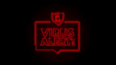 Tehlike sembolü. Virüs koruması. Bilgisayar virüsü alarmı. Güvenli internet teknolojisi, veriler güvende. Hareket Grafiği