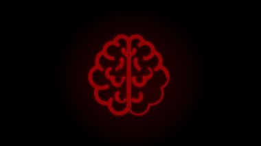 Beyin Neon simgesi. Dijital beyin elinde. Sinirsel ağ. IQ testi. Beyin fırtınası fikri. Hareket Grafiği
