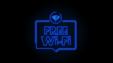 Bedava Wi-Fi bölgesi mavi simgesi. Ücretsiz kablosuz internet imza konsepti. Hareket Grafiği