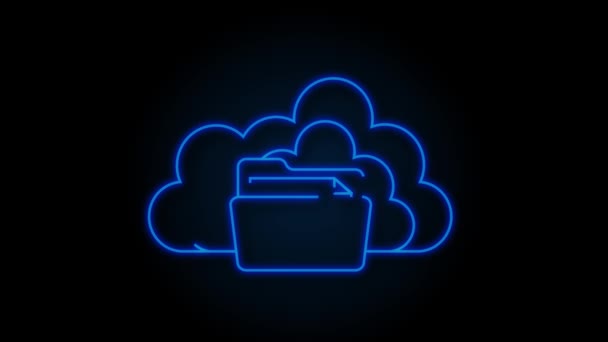 File cloud Stile neon, grande design per qualsiasi scopo. Infografica astratta. Tecnologia Internet. Motion Graphic — Video Stock