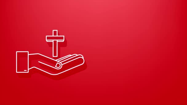 Shadow Cross icono de madera en el diseño de las manos. gráfico de movimiento — Vídeo de stock