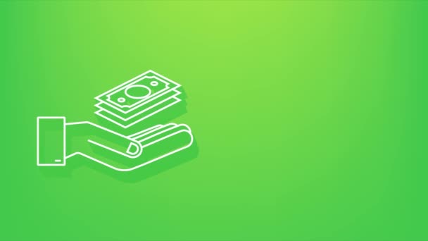 Σκιά χέρι χρήματα για το σχεδιασμό έννοια. Τραπεζογραμμάτιο πράσινου χρήματος. γραφική κίνηση — Αρχείο Βίντεο