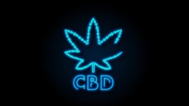 Yaratıcı kenevir yaprağı Neon ikonu. CBD Cannabidiol şablonu. Hareket Grafiği