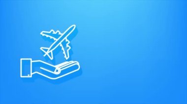 Uçak el ikonu, her amaç için harika bir tasarım. El yapımı kağıt uçak. Devamlı çizgi çizimi. Gölge simgesi. Hareket Grafikleri.