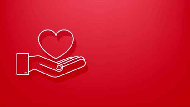 Icono de sombra de corazón con manos. signo de amor. Diseño romántico de tarjetas. Cartel lindo de San Valentín. ilustración — Vídeos de Stock