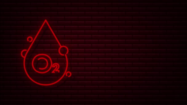 Ícone de néon de o2 de sangue, ótimo design para qualquer finalidade. Desenho ilustrativo — Vídeo de Stock