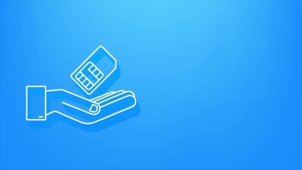 Тінь Мобільний стільниковий телефон Sim Card в руках. графічний рух — стокове відео