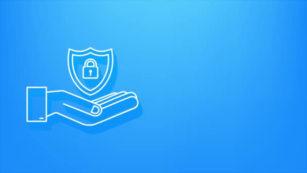 Shadow shield, un símbolo de protección y fiabilidad con las manos. gráfico de movimiento — Vídeo de stock