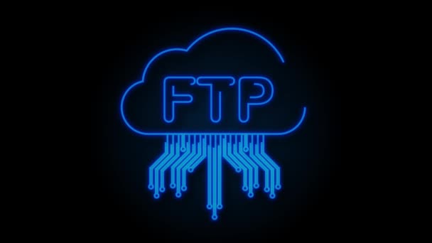 FTP文件传输图标.FTP技术图标。将数据传送到服务器。运动图形 — 图库视频影像