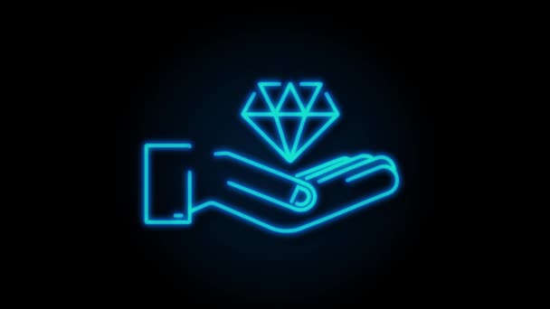 Diamant mit Hand-Icon-Design. Diamant mit Hand-Symbol in trendy. Bewegungsgrafik — Stockvideo