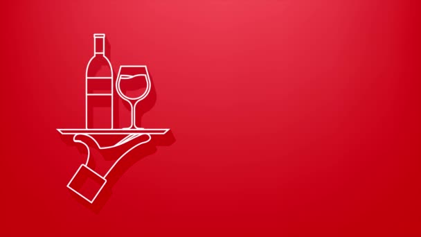 Garçom de vinho em estilo Sombra no fundo vermelho. Gráfico de movimento — Vídeo de Stock