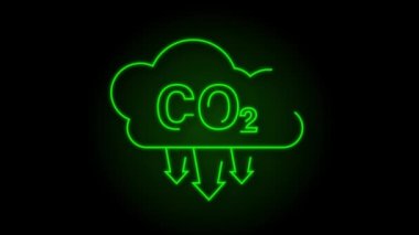 Karbondioksit neon logosu. Duman işareti. Hareket Grafiği