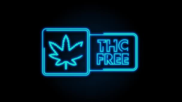 Kreativ cannabis blad Neon ikon. Mall för CBD Cannabidiol. Rörelse Grafisk — Stockvideo