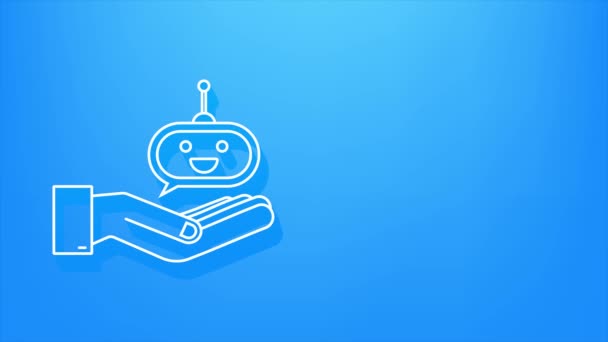 Cute smiling robot in hands Shadow icon. Voice support service bot. Motion Graphic — Stock Video