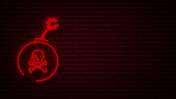 Значок щита. Абстрактная иконка с красной кибератакой. Логотип бомбы. Фишинговая афера. Motion Graphic — стоковое видео