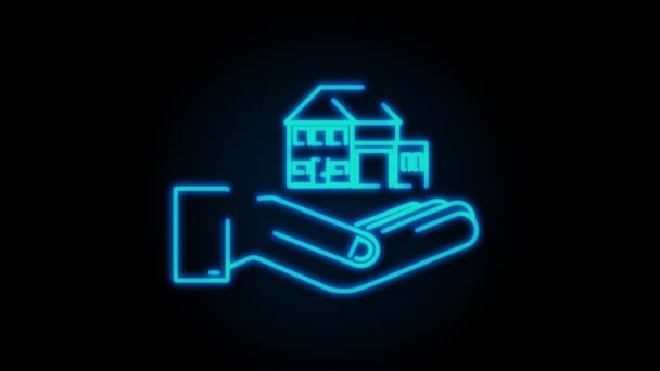 Gli uomini d'affari tengono in mano una casa. Affitto casa, proprietà, concetto immobiliare. Concetto tecnologico. motion graphic — Video Stock