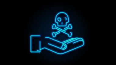 Karanlık zemin üzerinde neon tehlike işareti var. Hareket Grafiği