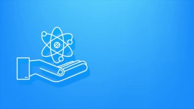 Ellerin üzerinde Gölge Atom simgesi, atom sembolü grafiği