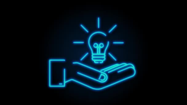 Glödlampsikon med händer. lampa, glödlampa. Rörelse Grafisk — Stockvideo