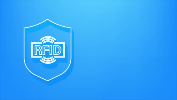 RFID Радіочастотна ідентифікація Тінь піктограми. Технологічна концепція. Цифрові технології. графіки руху — стокове відео