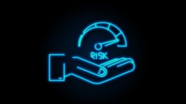 Neon Risk ikonu hız göstergesinde. Yüksek risk ölçer. hareket grafiği