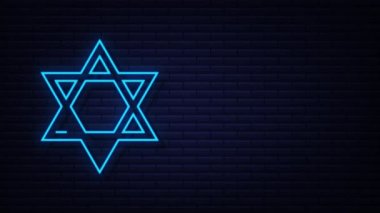 Yıldız David, her amaç için harika bir tasarım. Neon sanat ikonu. Hareket Grafiği.