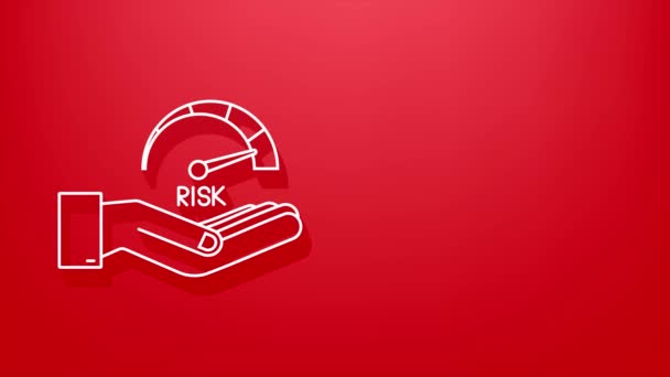Shadow Risk icoon op snelheidsmeter in handen. Hoge risico meter. bewegingsgrafiek — Stockvideo