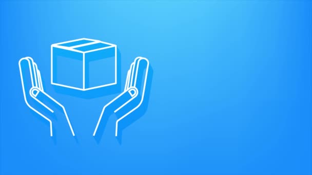 Shadow Carton parcel box in hands. Shipping delivery symbol. Gift box icon. motion graphic — Stock Video