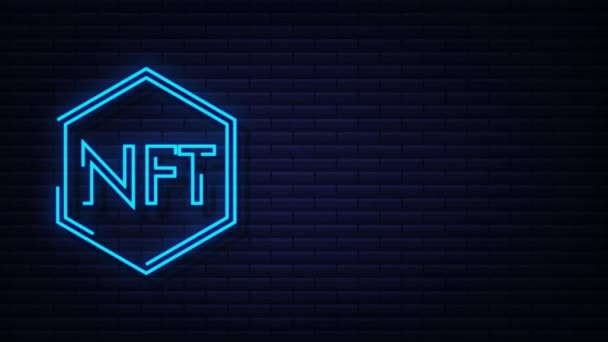 Neon nft sign. non-fungible token. Motion Graphic — Stock Video