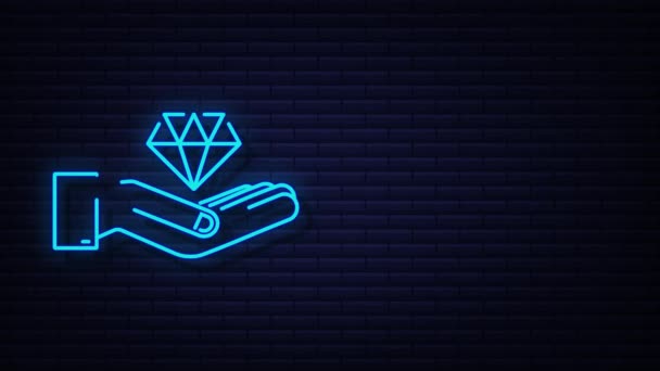 Diamante con diseño de icono de mano. Diamante con icono de la mano en moda. gráfico de movimiento — Vídeo de stock