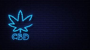 Yaratıcı kenevir yaprağı Neon ikonu. CBD Cannabidiol şablonu. Hareket Grafiği