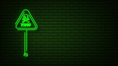 Neon freen. Logo, etiket. Hareket Grafiği. Ünlem işareti.