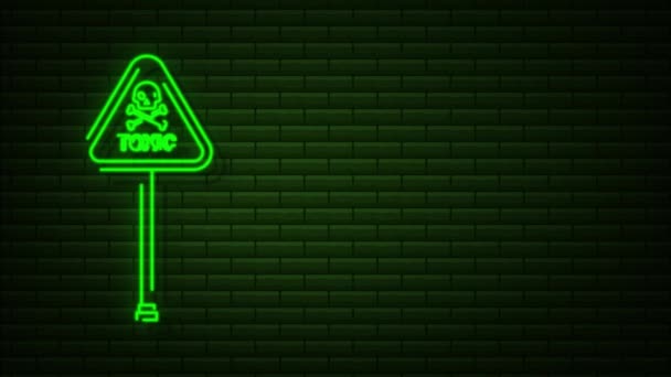 Neon freen. Logo, Etikett. Bewegungsgrafik. Ausrufezeichen. — Stockvideo