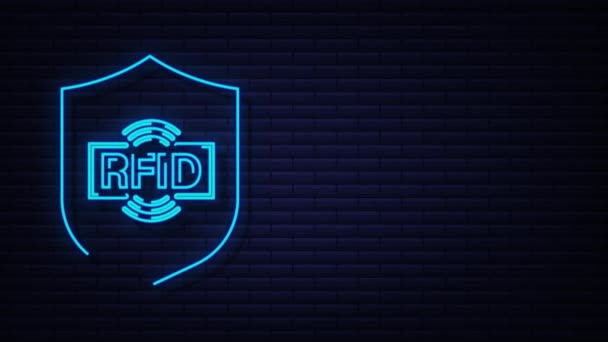 RFID Radyo Frekansı Tanımlama Neon simgesi. Teknoloji konsepti. Dijital teknoloji. Hareket Grafiği — Stok video