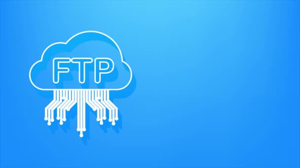 Ikona přenosu souborů FTP. Ikona technologie FTP. Přenos dat na server. Pohybová grafika — Stock video