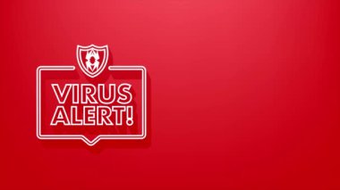 Tehlike sembolü. Virüs koruması. Bilgisayar virüsü alarmı. Güvenli internet teknolojisi, veriler güvende. Hareket Grafiği