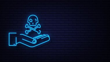Karanlık zemin üzerinde neon tehlike işareti var. Hareket Grafiği