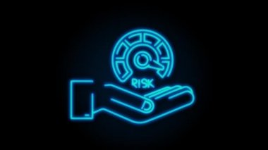 Neon Risk ikonu hız göstergesinde. Yüksek risk ölçer. hareket grafiği