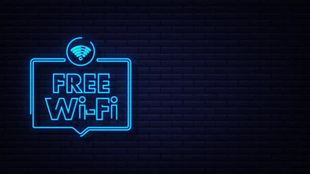 Зона бесплатного Wi-Fi синий значок. Бесплатный Wi-Fi здесь вывеска концепция. Motion Graphic — стоковое видео