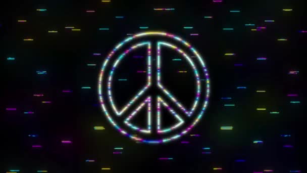 Peace world Glitch sign, great design for any purposes. Happy people. World map icon. Motion Graphic — Stock Video