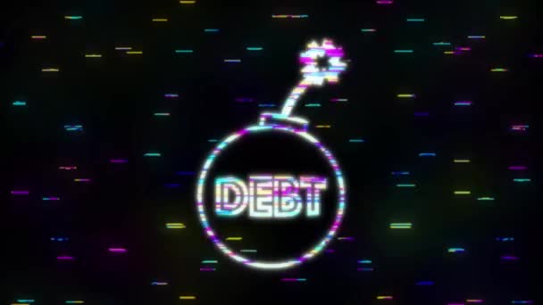 Cartoon business card with debt bomb. Business concept. Motion Graphic — Stock Video