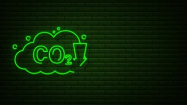 Karbondioksit neon logosu. Duman işareti. Hareket Grafiği